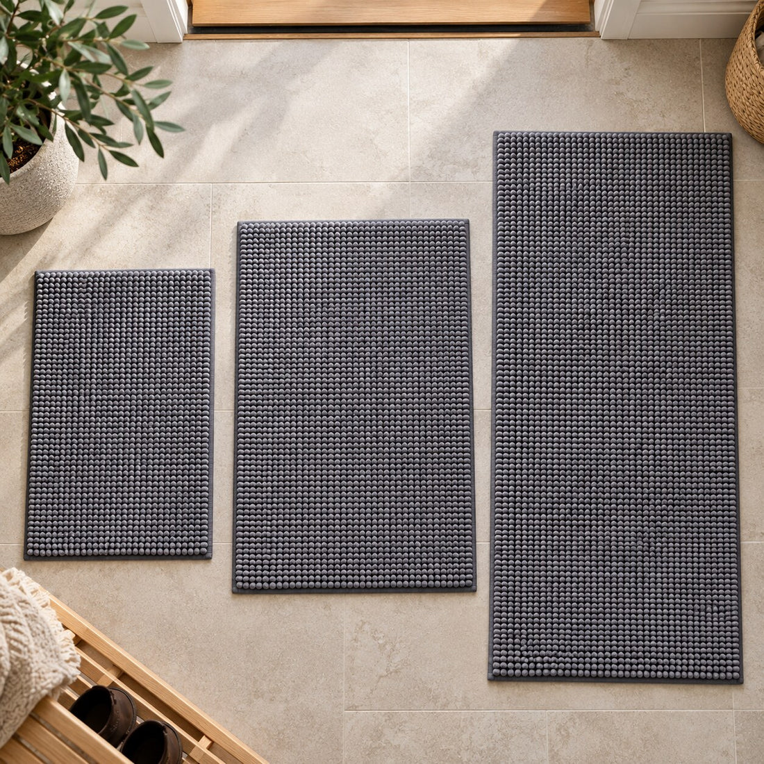 Tassro Mattan i tre storlekar: S 45x70, M 60x90 och L 70x140 cm