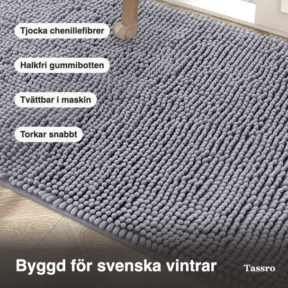 Tjocka chenillefibrer och halkfri gummibotten